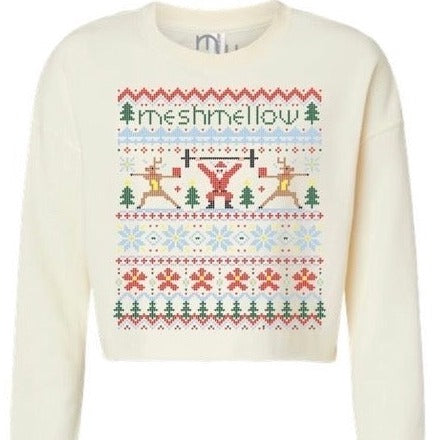 Women's Cropped Crewneck Not So Ugly Sweater Sweatshirt